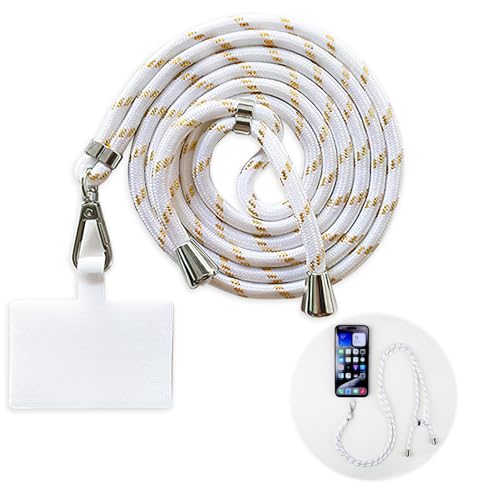 nllkii Universelle Smartphone-Halskette, verstellbares Schlüsselband für alle Handys, mit hochfestem Nylon-Patch, ideal für Outdoor-Aktivitäten und Alltag (Weißgold) von nllkii