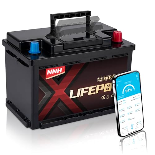 NNH Lithium Batterie 12V 100AH,Aufgewertete A+ Batteriezellen,Lifepo4 100ah mit Bluetooth und 100A BMS Sicherheitsschutz, 8000+ Zyklen, geeignet für RV, Camping, Solarpanels von nnh