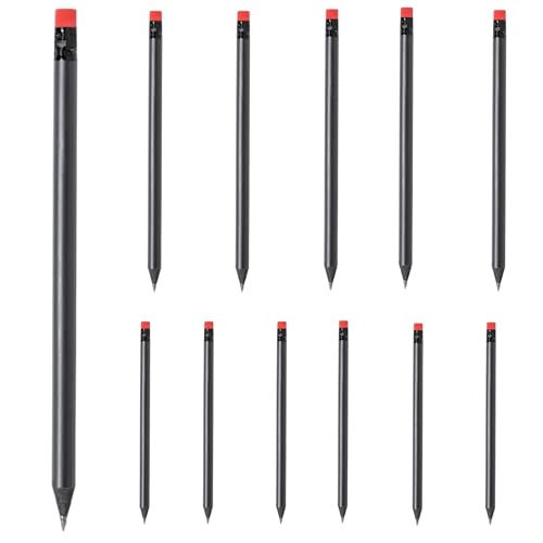 10 Stück matt schwarze Bleistifte Holzbleistifte Black Edition mit farbigem Radiergummi Härtegrad HB, vorgespitzt, 19 cm Länge Sparpack Nachhaltig in acht zu Ihrer Hausfarbe passenden Farben (Rot) von noTrash2003
