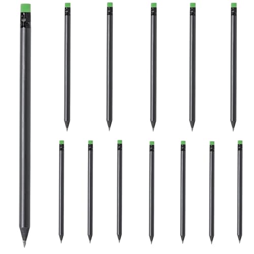 10 Stück matt schwarze Bleistifte Holzbleistifte Black Edition mit farbigem Radiergummi Härtegrad HB, vorgespitzt, 19 cm Länge Sparpack Nachhaltig in acht zu Ihrer Hausfarbe passenden Farben (Grün) von noTrash2003