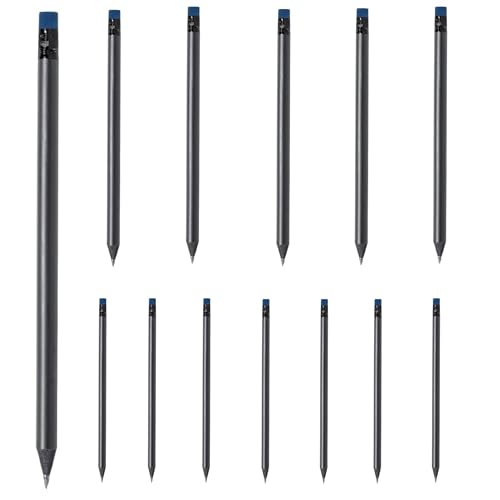 10 Stück matt schwarze Bleistifte Holzbleistifte Black Edition mit farbigem Radiergummi Härtegrad HB, vorgespitzt, 19 cm Länge Sparpack Nachhaltig in acht zu Ihrer Hausfarbe passenden Farben (Navy) von noTrash2003