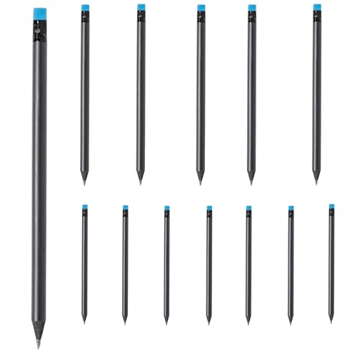 10 Stück matt schwarze Bleistifte Holzbleistifte Black Edition mit farbigem Radiergummi Härtegrad HB, vorgespitzt, 19 cm Länge Sparpack Nachhaltig in acht zu Ihrer Hausfarbe passenden Farben (Türkis) von noTrash2003