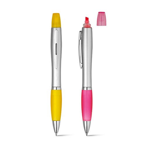 2er Set Kugelschreiber mit Textmarker - pink und gelb von noTrash2003