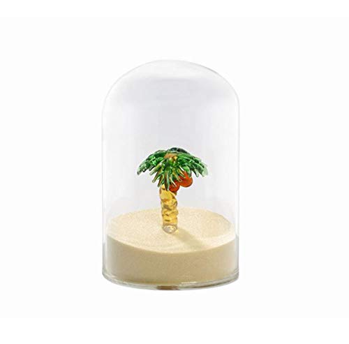 Briefbeschwerer und sommerliche Dekoration für den Schreibtisch in tristen Jahreszeiten - Glasglocke mit Strand und Palme und echtem Sand von noTrash2003