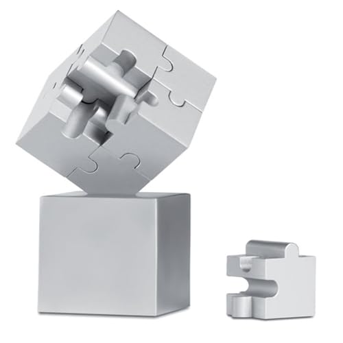 Magnetisches Dreidimensionales Puzzle Zauberwürfel 8 x 4 cm Gadget für den Schreibtisch Briefbeschwerer Dekoration und Büro matt satiniertes Metall von noTrash2003