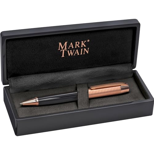 Mark Twain Metall Drehkugelschreiber im Kupfer-Design mit blauschreibender Grossraummine und Korpus in Hochglanz Lackoptik verpackt in Geschenkbox in Klavierlack von notrash2003 von noTrash2003