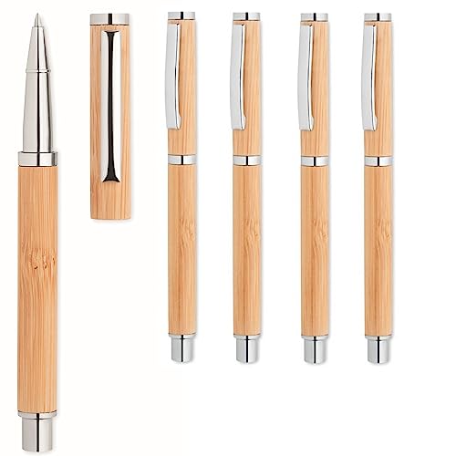 Set aus 5 Gelschreibern Tintenrollern Rollerball Schreibgeräten Bambus und Edelstahl blauschreibend nachhaltig umweltfreundlich Set aus 5 Gelschreibern Tintenrollern Rollerball Schreibgeräten Bambus und Edelstahl blauschreibend nachhaltig umweltfreundlich von noTrash2003