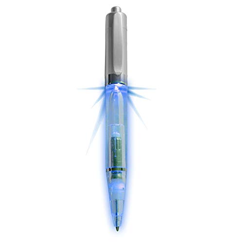 noTrash2003® LED Leuchtkugelschreiber Druckkugelschreiber mit Blauem Licht, Rotem Licht oder Grünem Licht - schreibt im Dunklen … (Blau) von noTrash2003