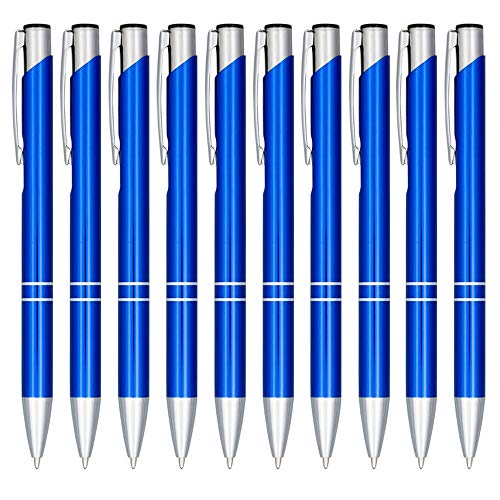 noTrash2003 10er Set Druckkugelschreiber aus eloxiertem Aluminium in vielen verschiedenen Farben mit Klickmechanismus (Blau) von noTrash2003