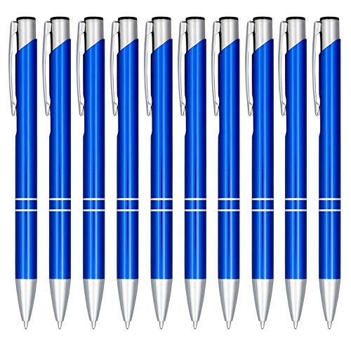 noTrash2003 10er Set Druckkugelschreiber aus eloxiertem Aluminium in vielen verschiedenen Farben mit Klickmechanismus (Blau) von noTrash2003