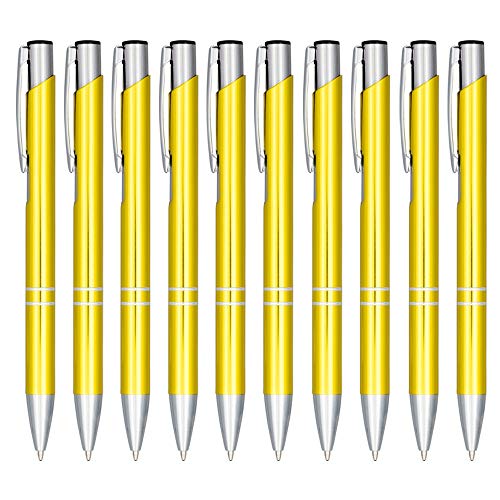 noTrash2003 10er Set Druckkugelschreiber aus eloxiertem Aluminium in vielen verschiedenen Farben mit Klickmechanismus (Gelb) von noTrash2003