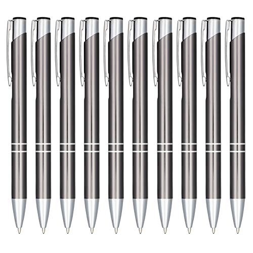 noTrash2003 10er Set Druckkugelschreiber aus eloxiertem Aluminium in vielen verschiedenen Farben mit Klickmechanismus (Grau) von noTrash2003