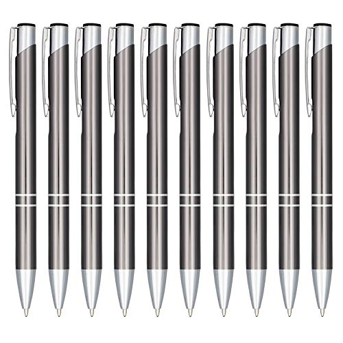 noTrash2003 10er Set Druckkugelschreiber aus eloxiertem Aluminium in vielen verschiedenen Farben mit Klickmechanismus (Grau) von noTrash2003