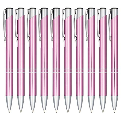 noTrash2003 10er Set Druckkugelschreiber aus eloxiertem Aluminium in vielen verschiedenen Farben mit Klickmechanismus (Magenta) von noTrash2003