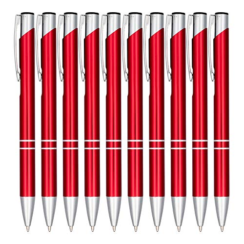 noTrash2003 10er Set Druckkugelschreiber aus eloxiertem Aluminium in vielen verschiedenen Farben mit Klickmechanismus (Rot) von noTrash2003