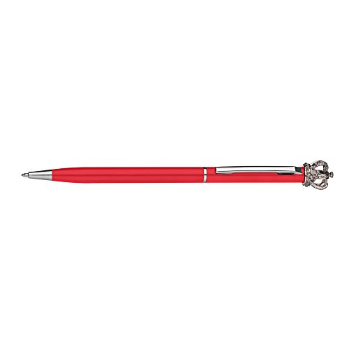 noTrash2003 Drehkugelschreiber Kugelschreiber aus Metall für Damen mit Metall-Krone und echtem Swarovskistein einzeln versch. Farben (Rot) von noTrash2003