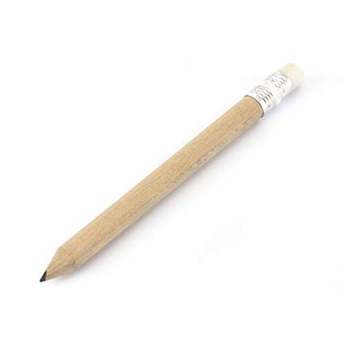 noTrash2003 Naturbelassener Mini Bleistift kurz mit Radiergummi halber Bleistift Halbstift mit Radierer 10 cm Länge zum Schreiben, Zeichnen, Skizzieren (100) von noTrash2003