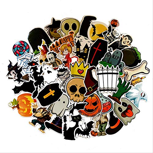 nobrand 50 Stück/Tasche Cartoon Halloween Zombie Serie Aufkleber Trolley Fall Gitarre Elektroauto wasserdichte PVC Graffiti Aufkleber Um 40G von nobrand