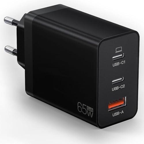 65W USB C Ladegerät, 3Port USB Schnellladegerät, USB C Netzteil Power Adapter Stecker für MacBook Air Pro M1/M2, iPhone 16/15/14/13, Samsung Galaxy S24/S23/S22, Switch, Tablet, Laptop, Handys usw von nongxiang