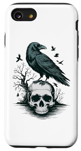 Rabe sitzt auf Schädel Odin Wikinger nordische Mythologie Hülle für iPhone SE (2020) / 7 / 8 von nordische Kultur und Nordmänner Designs
