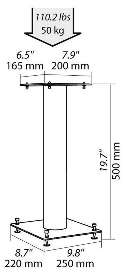 norstone NorStone Lautsprecherständer Stylum 1 silber (matt 50cm (Paar) Lautsprecherständer, (belastbar bis 50kg, pulverbeschichtet, Höhe 50cm) von norstone