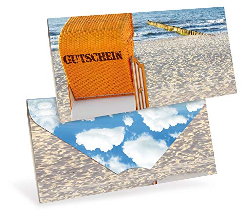 10 Premium-Gutscheinkarten DIN lang verschließbare Faltkarte für Reisebüros, Strandurlaub, Wellness-Wochenende von notizblock24