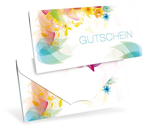 Gutscheine (10 Stück) für Ihre Kunden - Geschenkgutscheine neutral für Einzelhandel, Blumenhandel, Kunst-Gewerbe - DIN lang Faltkarte verschließbar von notizblock24