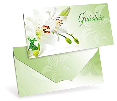 Gutscheinkarten (10 Stück) - Geschenkgutscheine für Blumenhandel, Floristik, Ostern - DIN lang Faltkarte verschließbar von notizblock24