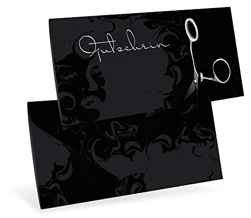 Gutscheinkarten (10 Stück) - Geschenkgutscheine für Friseur, Studio, Styling - DIN lang Faltkarte verschließbar von notizblock24