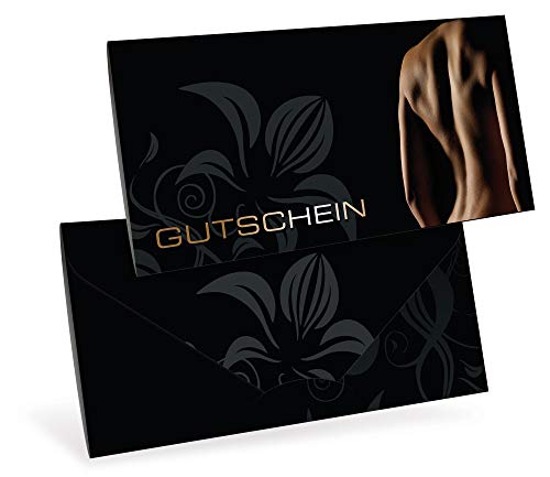 Gutscheinkarten (10 Stück) - Geschenkgutscheine für Physiotherapie, Massage, Fitness - DIN lang Faltkarte verschließbar, blanko Vordruck zum Eintragen der Werte von notizblock24