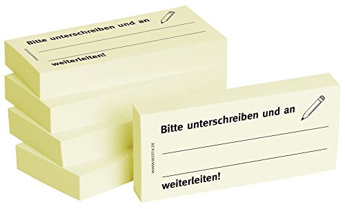 Notizblock24 BIZSTIX® Business Haftnotizen "Bitte unterschreiben und an weiterleiten!" (5 Stk.) von notizblock24