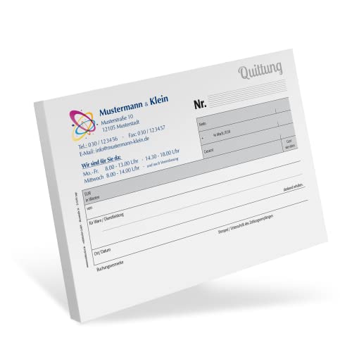 Personalisierte Quittungsblöcke mit Ihrem Text und Logo bedruckt/selbstdurchschreibend / 2 x 50 Blatt / A6 quer (48 Stück) von NOTIZBLOCK24
