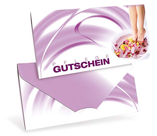 Premium Gutscheinkarten (10 Stück) - Geschenkgutscheine für Fußpflege, Pediküre, Podologie - DIN lang Faltkarte verschließbar von notizblock24