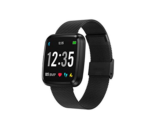 novasmart - runR III Smartwatch Fitness Tracker HD-Farbbildschirm Fitness Armband Uhr mit Pulsmesser, Schlafmonitor, Sportuhr, Schrittzähler für Android und iOS, Metall Silber (Schwarz) von novasmart