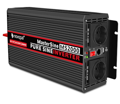 NOVOPAL 2000W/4000W Reiner Sinus Wechselrichter 12V auf 230V Spannungswandler mit 2 EU-Steckdose von novopal
