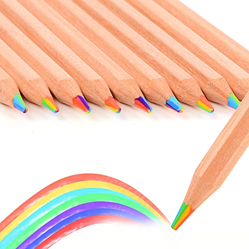 nsxsu 10 Stück Regenbogen Buntstifte für Kinder, 7 in 1 Farbe Bleistift, Regenbogenstift für Kinder, Multi Buntstift, Spaß Bleistifte von nsxsu