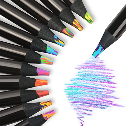 nsxsu 12 Farben Regenbogen Bleistifte, Jumbo Regenbogen Buntstifte für Erwachsene, mehrfarbige Bleistifte für Kunst Zeichnung, Färbung, Skizzieren von nsxsu