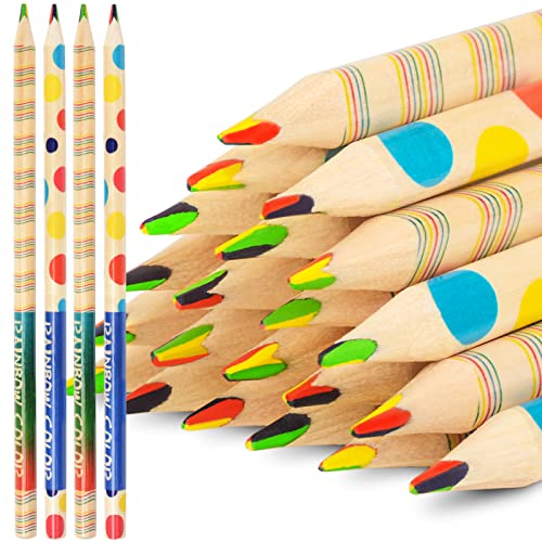 nsxsu 30 Stück Regenbogen Buntstifte für Kinder, 4 in 1 Farbstifte, Regenbogenstift für Kinder, Mehrfarbiger Stift, Spaßstifte von nsxsu