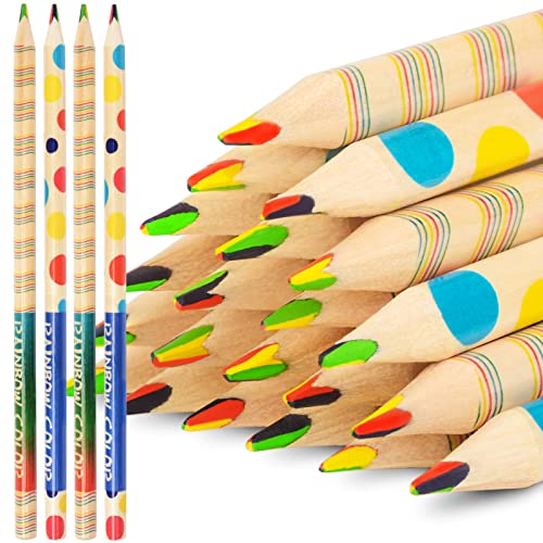 nsxsu 30 Stück Regenbogenstift für Kinder, 4 in 1 Farbstifte Regenbogen-Buntstifte, Mehrfarbiger Stift Spaßstifte für Kunst, Zeichnen, Färben, Skizzieren, Mitgebsel Kindergeburtstag, Kleine Geschenke von nsxsu