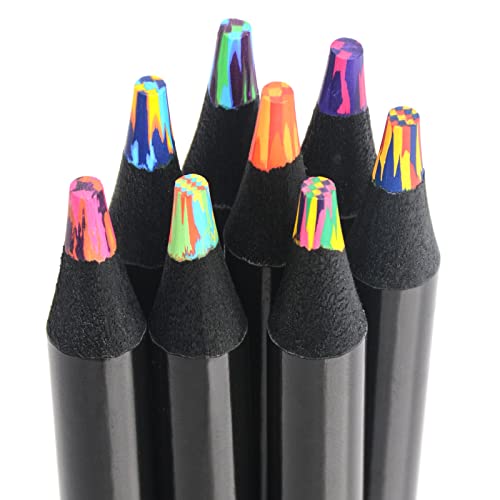 nsxsu 8 Farben Regenbogenstifte, Jumbo Buntstifte für Erwachsene und Kinder, mehrfarbige Stifte für Kunst, Zeichnen, Färben, Skizzieren (1er Pack) von nsxsu