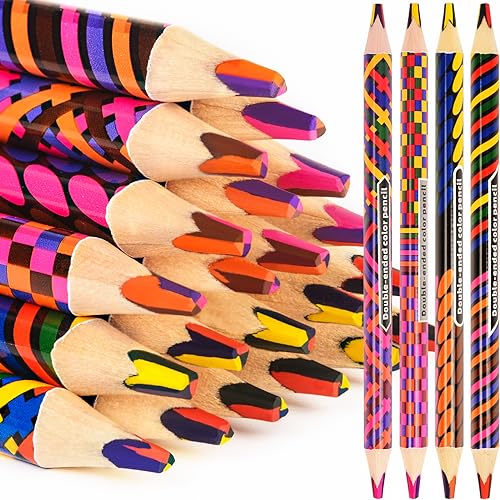nsxsu Jumbo Buntstifte für Kinder/Erwachsene, Dicke Dreikant Regenbogenstifte mit Zwei Enden, Mehrfarbige Stifte für Kunst Zeichnen Färben Skizzieren, vorgespitzt (12) von nsxsu