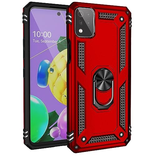 nulala Hülle Kompatibel mit LG K42, Militär Standard Stoßfest Handyhülle Case Hybrid Metall Ring Halter Schutzhülle Handy Hüllen Cover für LG K42 von nulala