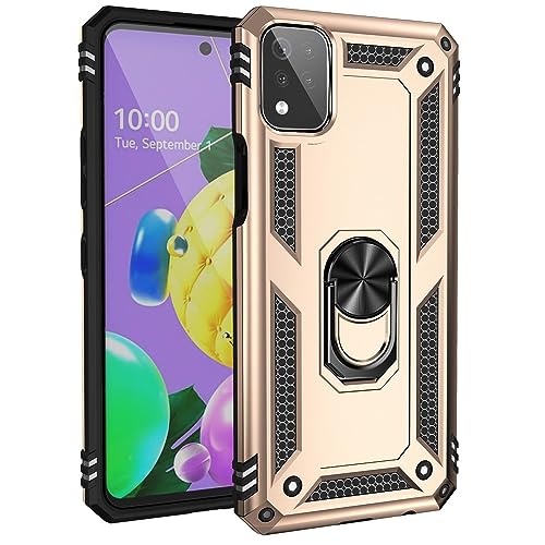 nulala Hülle Kompatibel mit LG K42, Militär Standard Stoßfest Handyhülle Case Hybrid Metall Ring Halter Schutzhülle Handy Hüllen Cover für LG K42 von nulala