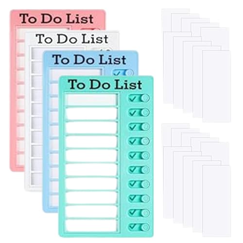 To Do List Checklist Board 4 Stück Memo Checkliste Boards mit 20 Austauschbaren Leeren Papieren Tragbare Memoboards Chore Chart Wiederverwendbare Checklist Board für Zeitplan Lernplanung Erinnerung von nuluxi