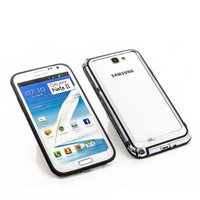 Samsung Galaxy Note 2 Bumper, Hülle Cover Slim Case [Silikon TPU Rahmen] Stoßfeste Handyhülle für Samsung Galaxy Note 2 (n7100) Schutzhülle [Schwarz-Transparent] von numerva