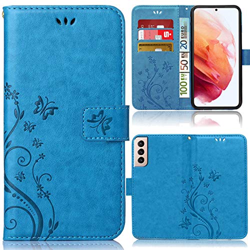 numerva Handy Tasche mit Blumenmuster kompatibel mit Samsung Galaxy S21 FE Bookstyle Flower Handy Hülle Schutzhülle Etui Cover Case von numerva