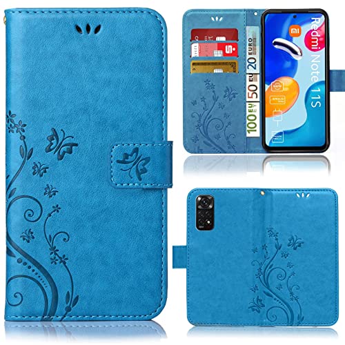 numerva Handy Tasche mit Blumenmuster kompatibel mit Xiaomi Redmi Note 11 / Note 11s Bookstyle Flower Handy Hülle Schutzhülle Etui Cover Case von numerva