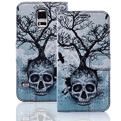 numerva Handyhülle kompatibel mit HTC One M9 Hülle [Totenschädel Muster] Case HTC One M9 Handytasche Wallet von numerva