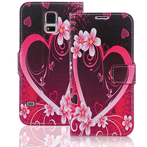 numerva Handyhülle kompatibel mit Samsung Galaxy Ace Hülle [Herz Love Muster] Case Galaxy Ace Handytasche von numerva
