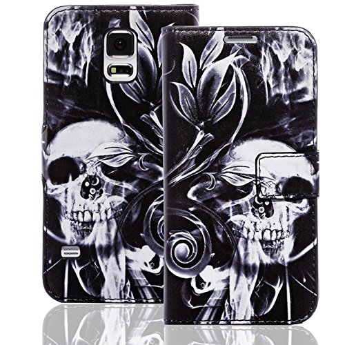 numerva Handyhülle kompatibel mit Samsung Galaxy S3 Mini Hülle [Skull and Bones Muster] Case Galaxy S3 Mini Handytasche von numerva
